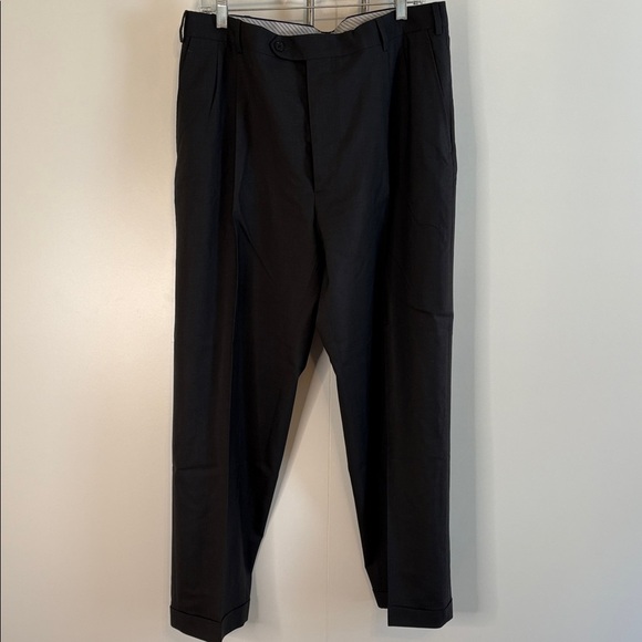 Classic Charcoal Super 100 Italian Wool Trousers. Pleated and Cuffed - Picture 2 of 8